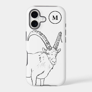 Minimalist Monogram Goat Black & White Line Art iPhone 17 Case