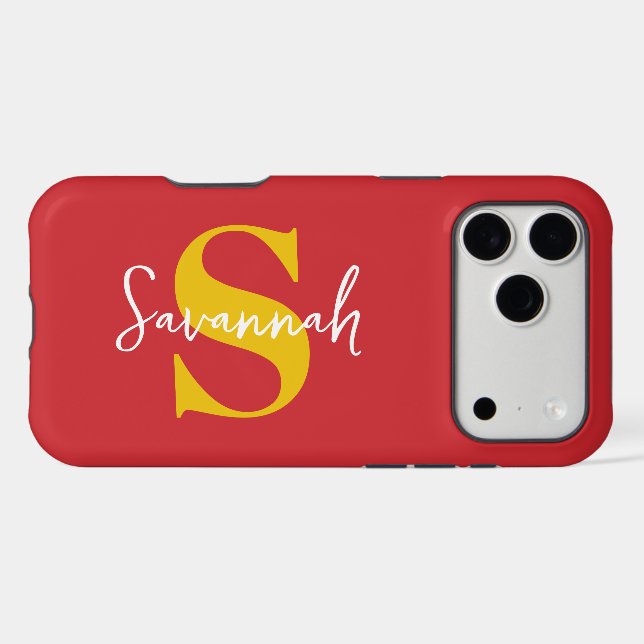 Minimalist Monogram Gold Initial with Script Name Case-Mate iPhone Case (Back (Horizontal))