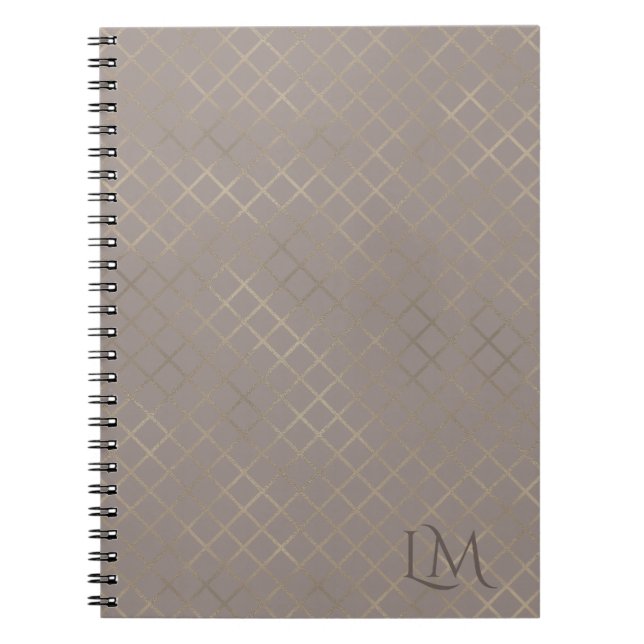 Minimalist Monogram Gold & Light Taupe  Notebook (Front)