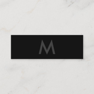 Minimalist Monogram Gray Black Background Mini Business Card