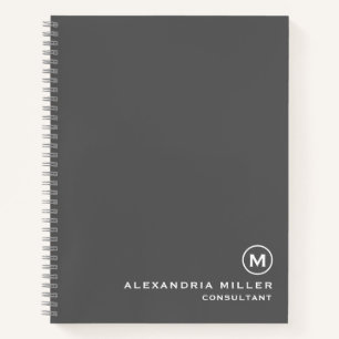 Minimalist Monogram Gray Notebook