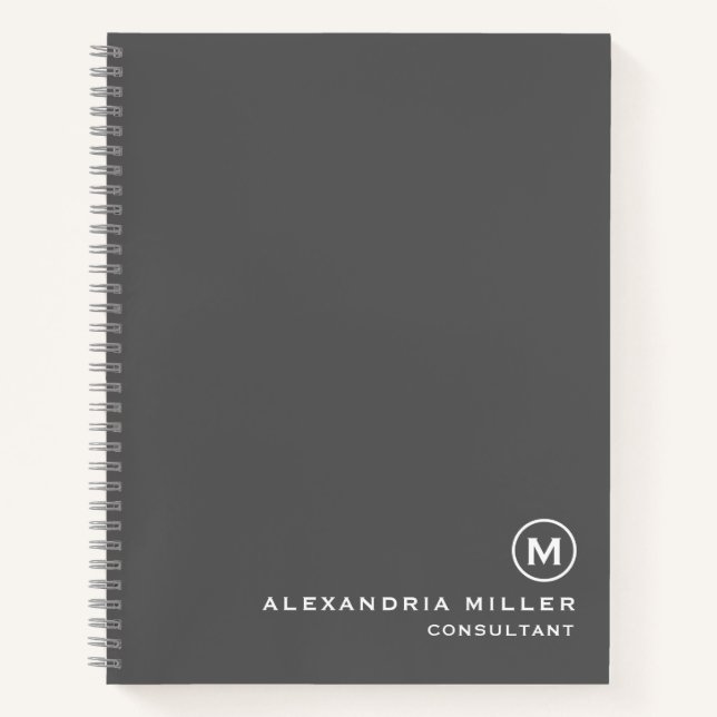 Minimalist Monogram Gray Notebook (Front)