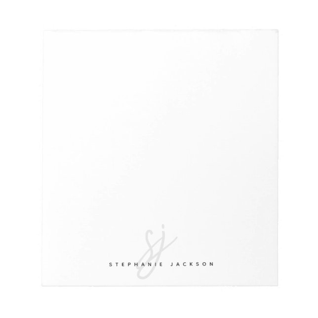 Minimalist Monogram Hand Lettered Script Initials  Notepad (Front)