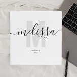 Minimalist Monogram Handwriting Name 3 Ring Binder<br><div class="desc">Minimalist binder features modern monogram with handwriting brush calligraphy.</div>