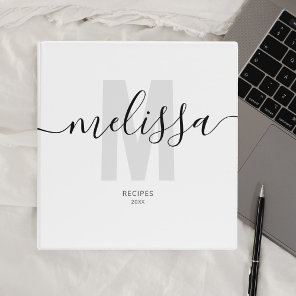 Minimalist Monogram Handwriting Name 3 Ring Binder
