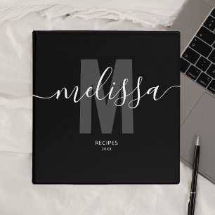 Minimalist Monogram Handwriting Name 3 Ring Binder