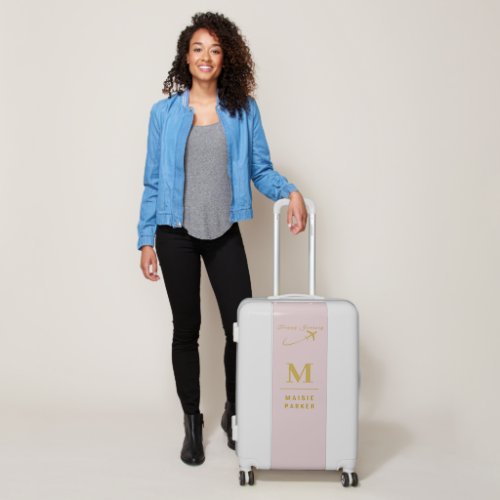 Minimalist Monogram in Blush Pink and Elegant Gold Luggage