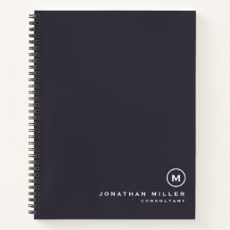 Minimalist Monogram Indigo Blue Notebook