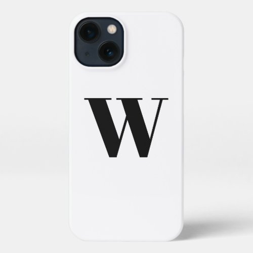 Minimalist monogram initial letter black and white iPhone 13 case