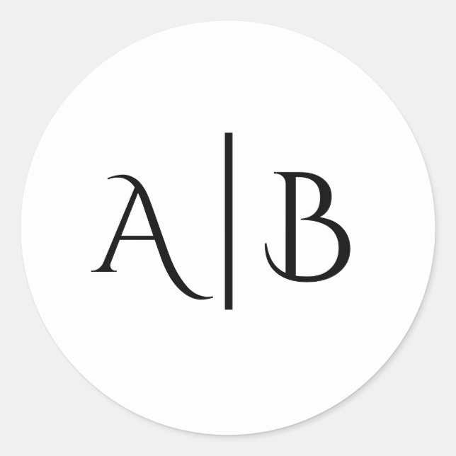 Minimalist Monogram Initials AB  Classic Round Sticker (Front)