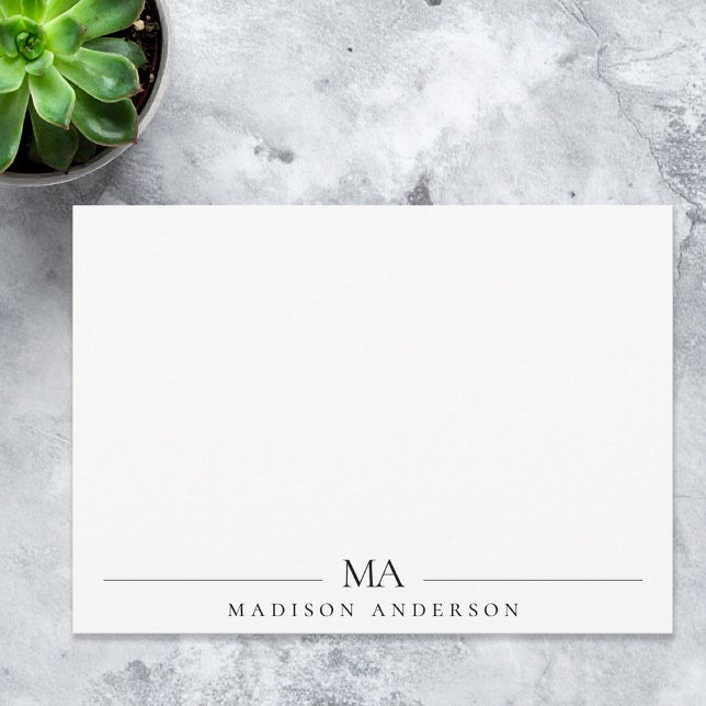 Minimalist Monogram Initials Modern Professional Note Card (Creator Uploaded)