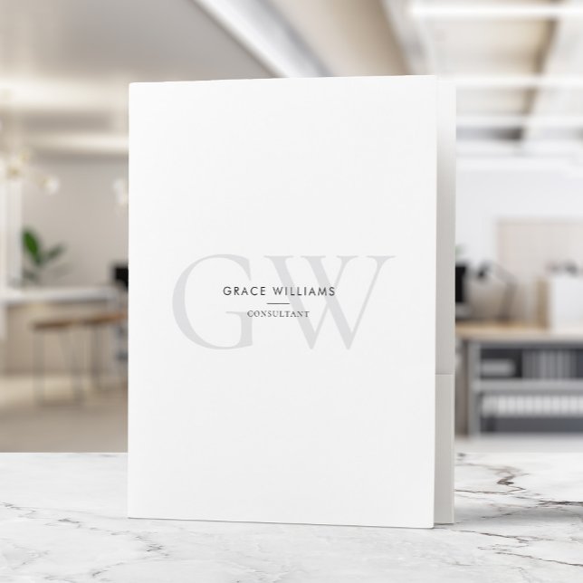 Minimalist Monogram Initials Professional Pocket Folder (Creator Uploaded)