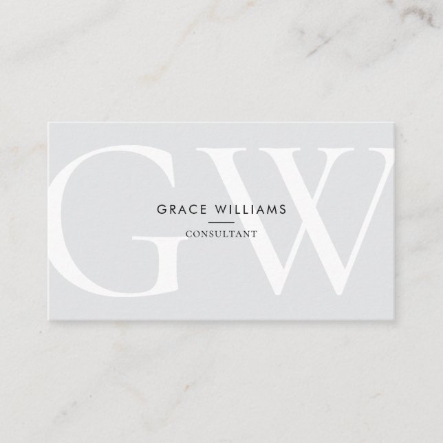 Minimalist Monogram Initials QR Code Professional Business Card (Front)