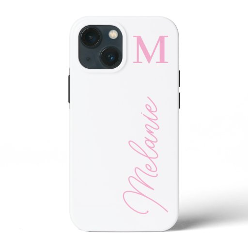 Minimalist Monogram iPhone Case | Pink White