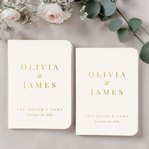 Minimalist Monogram Ivory Wedding Foil Vow Books