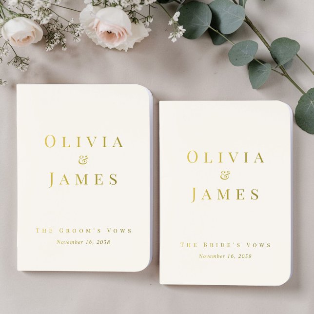 Minimalist Monogram Ivory Wedding Foil Vow Books (Minimalist Monogram Ivory Wedding Foil Vow Books)