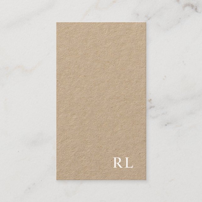 Minimalist Monogram Kraft  Business Card (Front)
