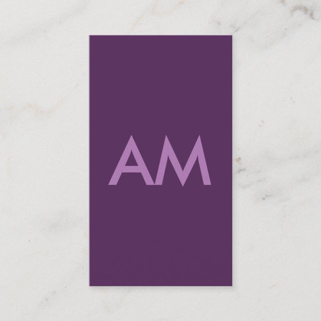 Minimalist Monogram Lavender Violet Background Business Card (Front)
