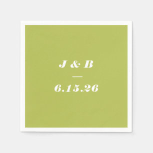 Minimalist Monogram Lime Chartreuse Wedding Custom Napkins
