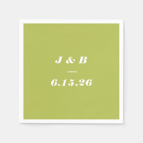 Minimalist Monogram Lime Chartreuse Wedding Custom Napkins