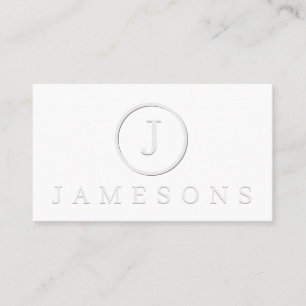 Minimalist Monogram Logo Embossed Effect Business Card