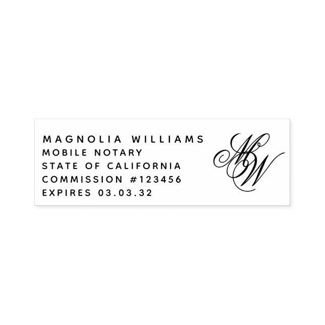Minimalist Monogram Mobile Notary Self-inking Stamp (Design)