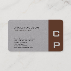 Minimalist Monogram Modern Grey Brown Business Card