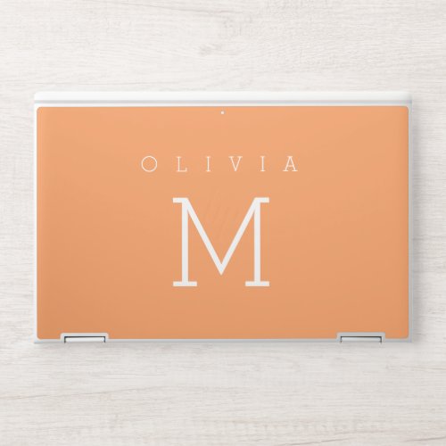 Minimalist Monogram Modern Orange HP Laptop Skin