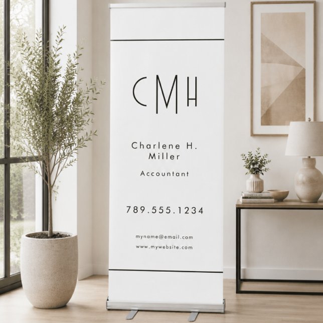 Minimalist Monogram Modern Professional Retractable Banner (Creator Uploaded)