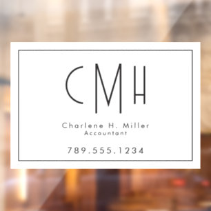 Minimalist Monogram Modern Professional Window Cling