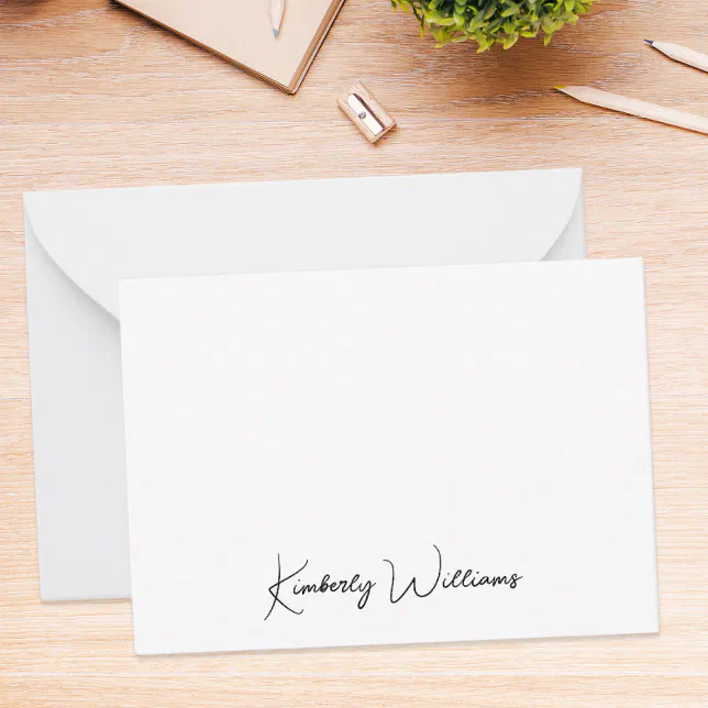 Minimalist Monogram Modern Signature Script Note Card | Zazzle