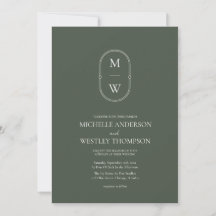 Minimalist Monogram Moss Green Wedding