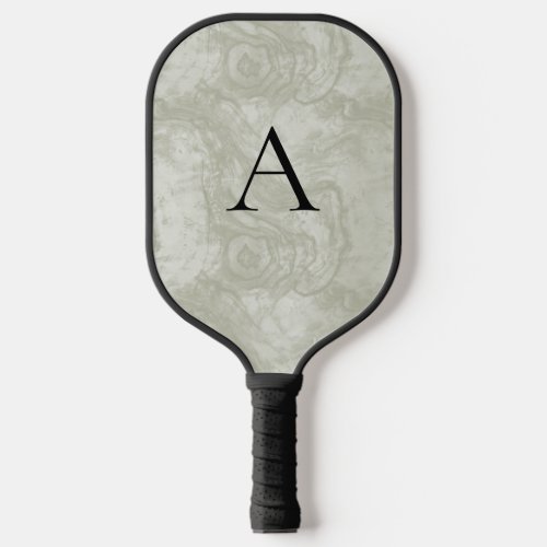 Minimalist Monogram Moss Green Wood Grain Pickleball Paddle