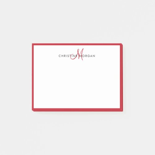 Minimalist monogram name modern post_it notes