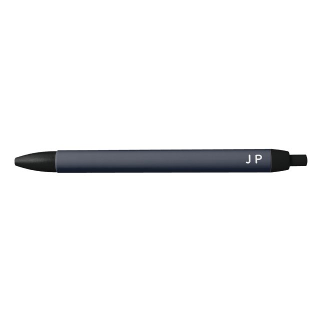 Minimalist Monogram Navy Blue White Gift Pen (Front)