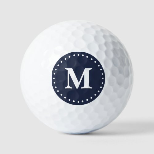 Minimalist Monogram Navy Blue White Golf Balls