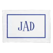 Minimalist Monogram Navy Blue White Rectangle