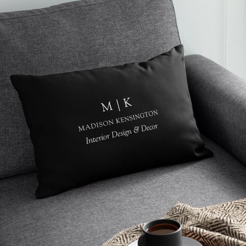 Minimalist Monogram or Add Logo Business Black Accent Pillow