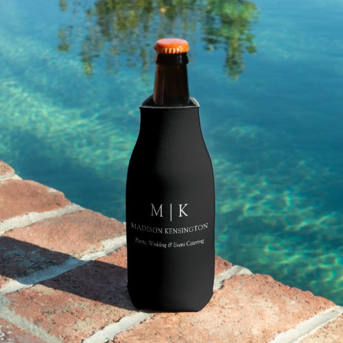 Minimalist Monogram or Add Logo Business Black Bottle Cooler