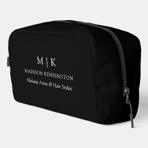 Minimalist Monogram or Add Logo Business Black Dopp Kit