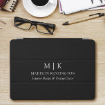 Minimalist Monogram or Add Logo Business Black iPad Air Cover<br><div class="desc">Modern Minimalist Tablet Cover. Black & White or choose your custom colors. Perfect for corporate,  small business,  company brands,  self employed and more. Easy to personalize with your monogram initials,  business name and information,  job title,  slogan or even add your logo or personal brand design.</div>