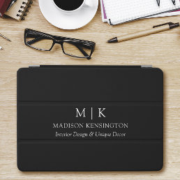 Minimalist Monogram or Add Logo Business Black iPad Air Cover