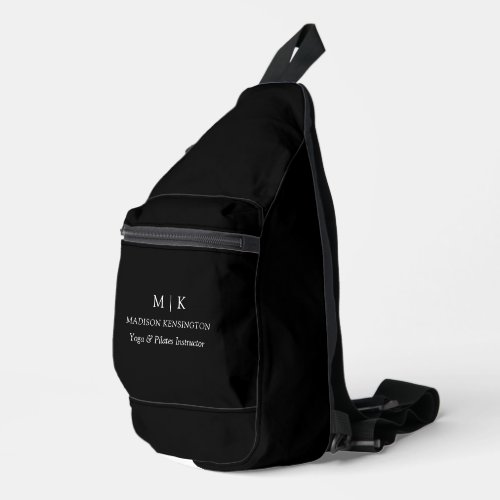 Minimalist Monogram or Add Logo Business Black Sling Bag