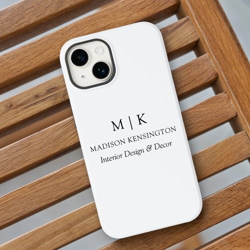 Minimalist Monogram or Add Logo Business iPhone 15 Case