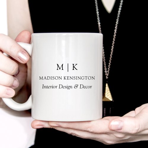 Minimalist Monogram or Add Logo Business Coffee Mug