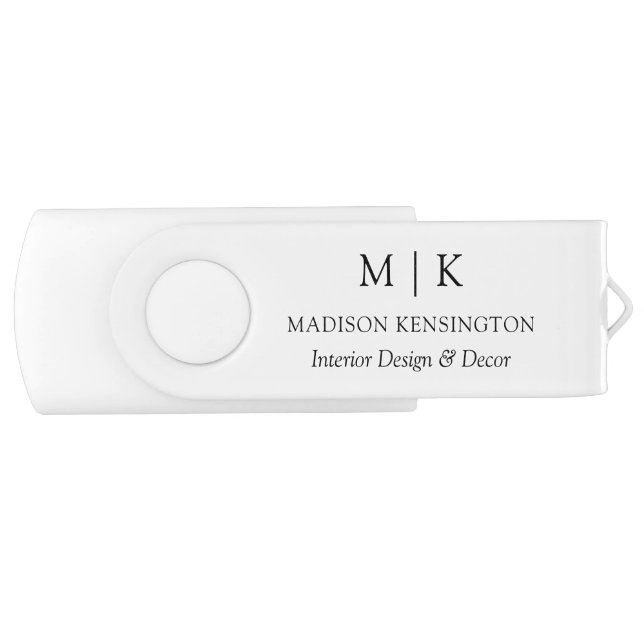 Minimalist Monogram or Add Logo Business Flash Drive (Front)