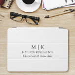 Minimalist Monogram or Add Logo Business iPad Air Cover<br><div class="desc">Modern Minimalist Tablet Cover. Black & White or choose your custom colors. Perfect for corporate,  small business,  company brands,  self employed and more. Easy to personalize with your monogram initials,  business name and information,  job title,  slogan or even add your logo or personal brand design.</div>