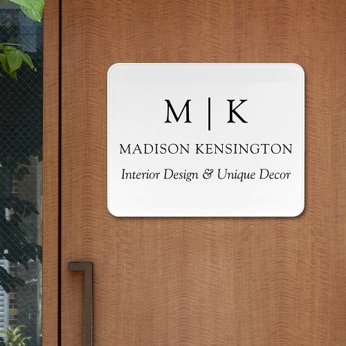 Minimalist Monogram or Add Logo Business Office Door Sign