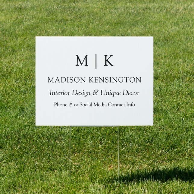 Minimalist Monogram or Add Logo Business Outdoor Sign (Insitu)