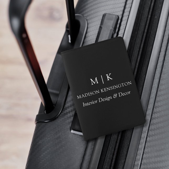Minimalist Monogram or Add Logo Business Passport Holder (Edit to Customize text, colors and more)
